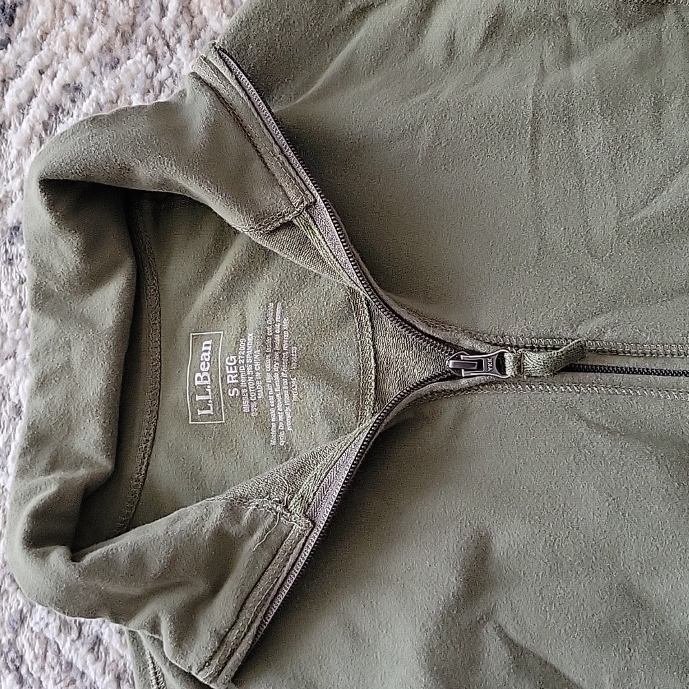 L.L. Bean Women's Cotton Spandex Blend Full Zip Fleece Small Reg Misses Green - Picture 3 of 5